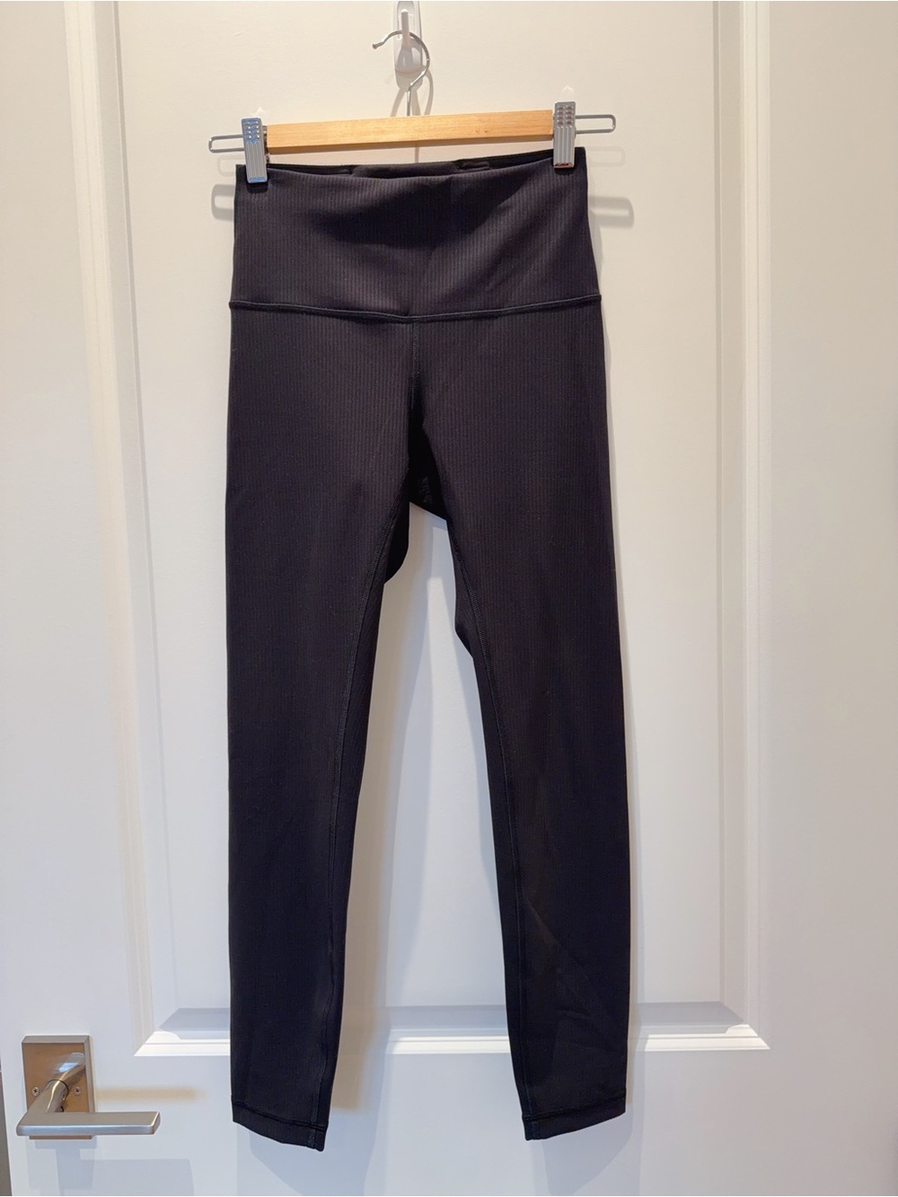 Lululemon Wunder Train High-Rise Black Ribbed Leggings 25"